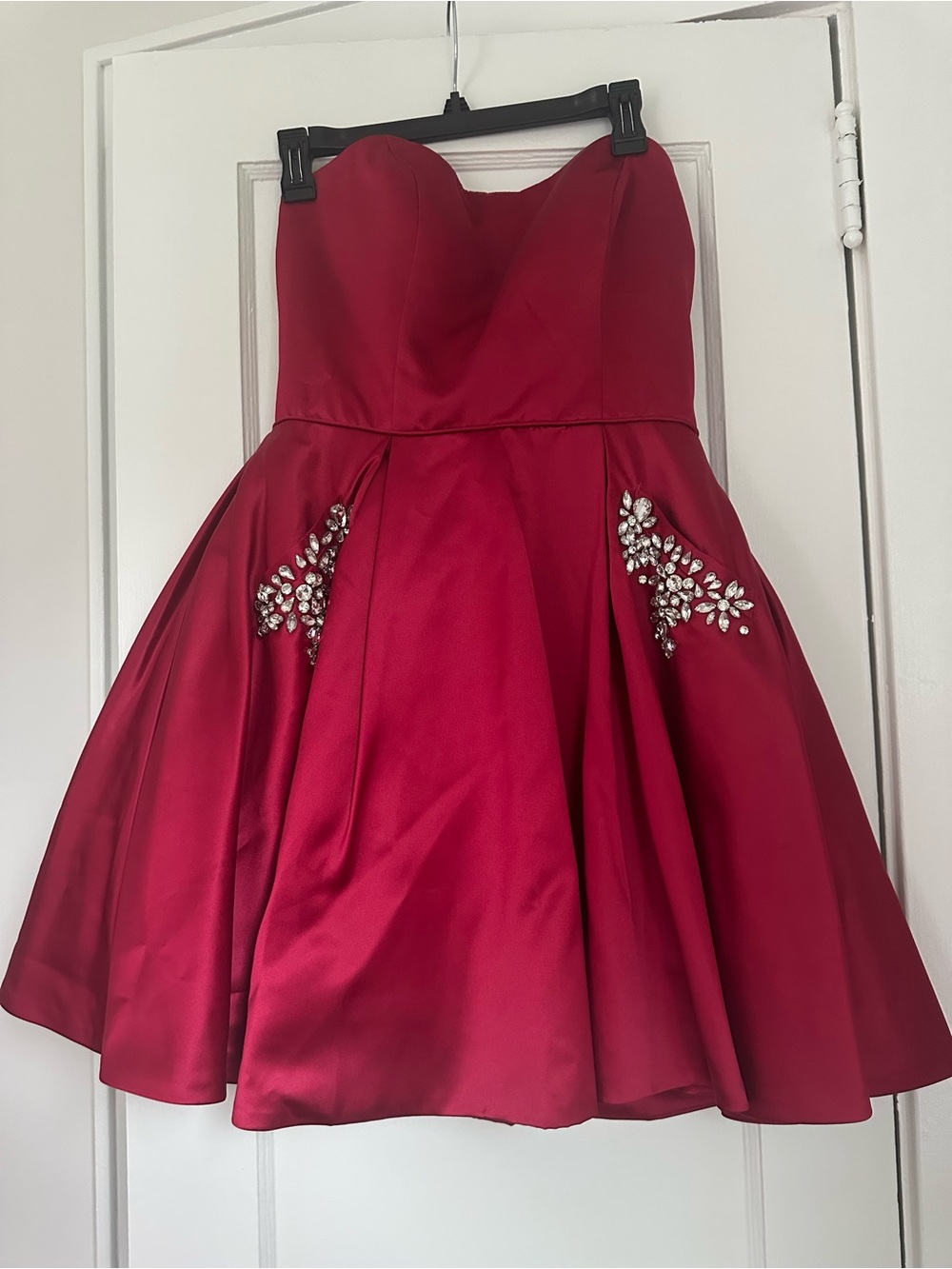 Sherri Hill Strapless Ruby Red Crystal-Accent Party Dress for Kids